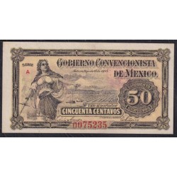 Мексика 50 центаво 1915 года (MEXICO 50 centavos 1915, Gobierno Convencionista de México, Toluca de Lerdo) P S882: UNC