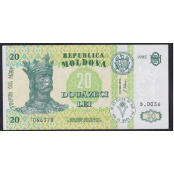 Молдова 20 лей 1992 года, D. 0036 066378 (Moldova 20 lei 1992) P 13a: UNC