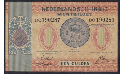Нидерландская Индия 1 гулден 1940 (NETHERLANDS INDIES 1 gulden 1940) P 108a: aUNC/UNC