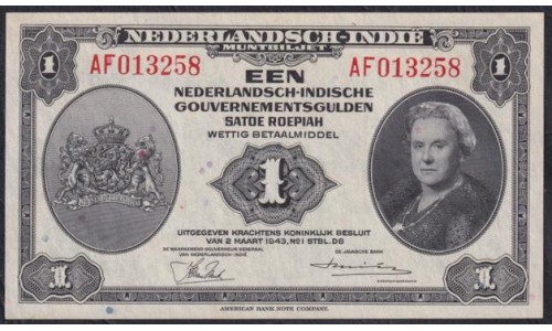 Нидерландская Индия 1 гулден 1943 года, AF013258 (NETHERLANDS INDIES1 gulden 1943) P 111: UNC