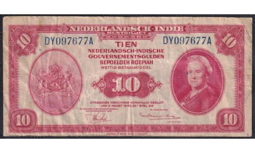 Нидерландская Индия 10 гульден 1943 (NETHERLANDS INDIES 10 gulden 1943) P 114 : VF