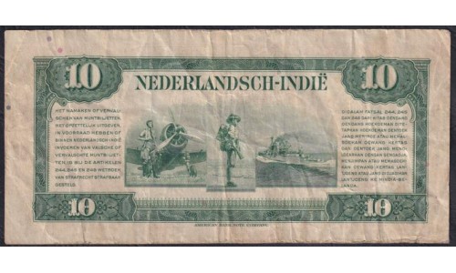 Нидерландская Индия 10 гульден 1943 (NETHERLANDS INDIES 10 gulden 1943) P 114 : VF