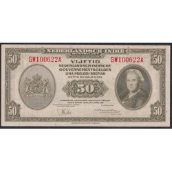 Нидерландская Индия 50 гульден 1943 (NETHERLANDS INDIES 50 gulden 1943) P 116 : aUNC-