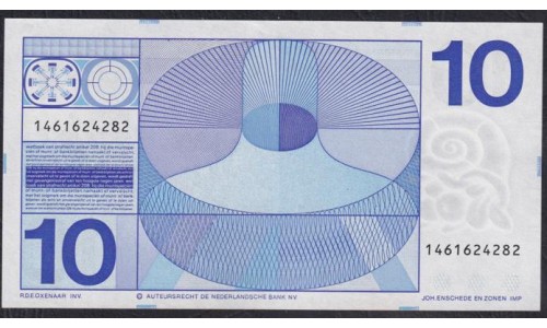 Нидерланды 10 гульденов 1968 года, 1461624282 (NETHERLANDS 10 Gulden Nederlandsche Bank 1968) P 91b: aUNC/UNC