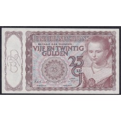 Нидерланды 25 гульденов 1943 года, 4AH087545 (NETHERLANDS 25 Gulden Nederlandsche Bank 1943) P 60: aUNC
