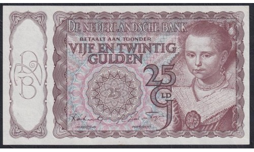 Нидерланды 25 гульденов 1944 года, 2AE 075240 (NETHERLANDS 25 Gulden Nederlandsche Bank 1944) P 60: UNC