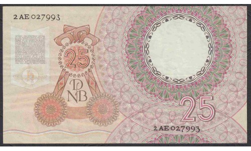 Нидерланды 25 гульденов 1955 года (NETHERLANDS 25 Gulden Nederlandsche Bank 1955) P 87: XF