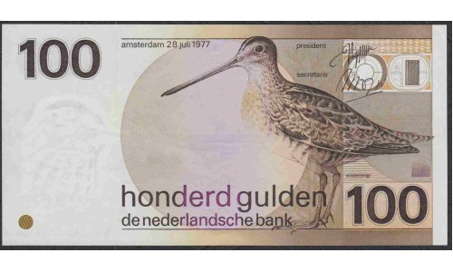 Нидерланды 100 гульденов 1977 года (NETHERLANDS 100 Gulden Nederlandsche Bank 1977) P 97a: UNC