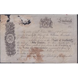 Новая Шотландия,  Обязательство Банка Шотландии 1840 годов на выдачу 50 фунтов наследникам сэра Уильяма Александера, РАРИТЕТ!!! (New Scotla 50 pounds 1840): VG