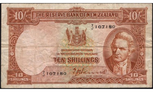 Нoвая Зеландия 10 шиллингов 1940-1955 годы (New Zealand 10 Shillings 1940-1955) P 158a: VF