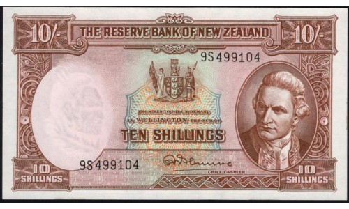 Новая Зеландия 10 шиллингов 1960-1967 годы (New Zealand 10 Shillings 1960-1967) P 158d: UNC