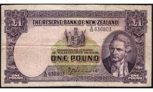 Новая Зеландия 1 фунт 1940-1955 годы (New Zealand 1 Pound 1940-1955) P 159a: VF