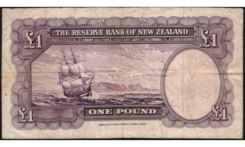 Новая Зеландия 1 фунт 1940-1955 годы (New Zealand 1 Pound 1940-1955) P 159a: VF