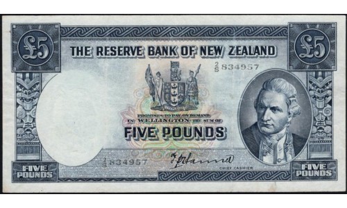 Новая Зеландия 5 фунтов 1940-1955 годы (New Zealand 5 Pounds 1940-1955) P 160a: VF