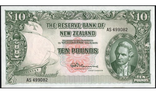 Новая Зеландия 10 фунтов 1960-1967 годы (New Zealand 10 Pounds 1960-1967) P 161d: UNC