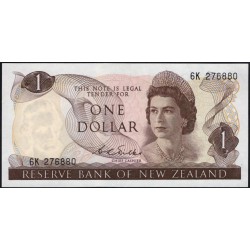 Новая Зеландия 1 доллар 1968-75 год (New Zealand 1 dollar 1968-75) P 163b: UNC 