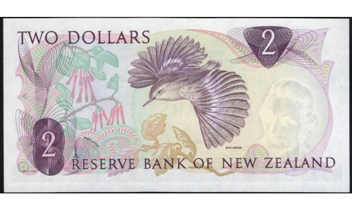 Новая Зеландия 2 доллара 1968-75 год (New Zealand 2 dollars 1968-75) P 164b: UNC 