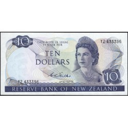 Новая Зеландия 10 долларов 1968-75 год (New Zealand 10 dollars 1968-75) P 166b: UNC-/UNC 