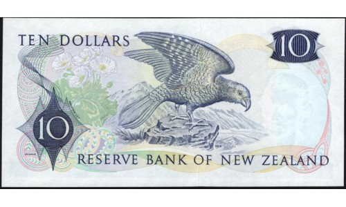 Новая Зеландия 10 долларов 1968-75 год (New Zealand 10 dollars 1968-75) P 166b: UNC-/UNC 