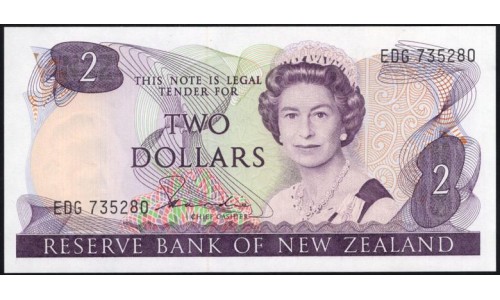 Новая Зеландия 2 доллара 1981-85 год (New Zealand 2 dollars 1981-85) P 170a: UNC