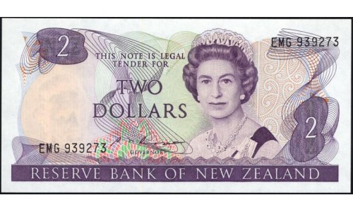 Новая Зеландия 2 доллара 1985-89 год (New Zealand 2 dollars 1985-89) P 170b: UNC
