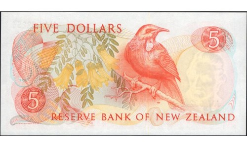 Новая Зеландия 5 долларов 1981-85 год (New Zealand 5 dollars 1981-85) P 171a: UNC