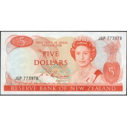 Новая Зеландия 5 долларов 1985-89 год (New Zealand 5 dollars 1985-89) P 171b: UNC