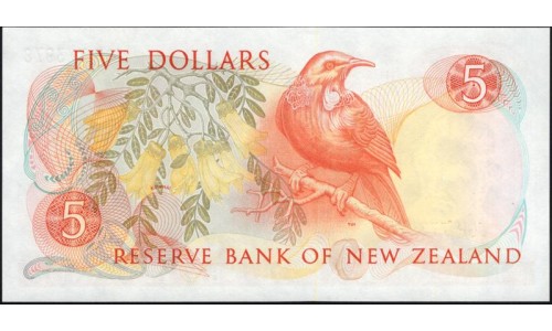 Новая Зеландия 5 долларов 1985-89 год (New Zealand 5 dollars 1985-89) P 171b: UNC