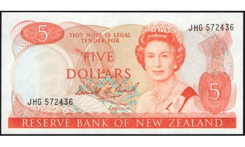 Новая Зеландия 5 долларов 1989-92 год (New Zealand 5 dollars 1989-92) P 171c: UNC