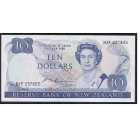 Новая Зеландия 10 долларов 1985-89 год, NXF 237805 (New Zealand 10 dollars 1985-89) P 172b: aUNC