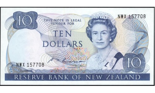 Новая Зеландия 10 долларов 1985-89 год (New Zealand 10 dollars 1985-89) P 172b: UNC