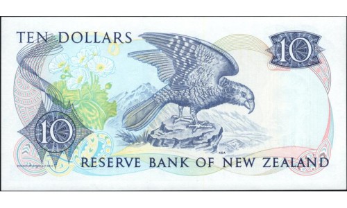 Новая Зеландия 10 долларов 1985-89 год (New Zealand 10 dollars 1985-89) P 172b: UNC