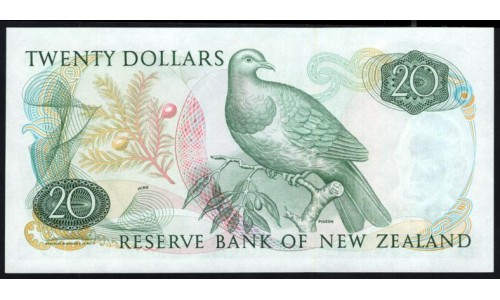 Новая Зеландия 20 долларов 1985-89 год, Короткий Номер ТАА 000907 (New Zealand 20 dollars 1985-89) P 173a: UNC
