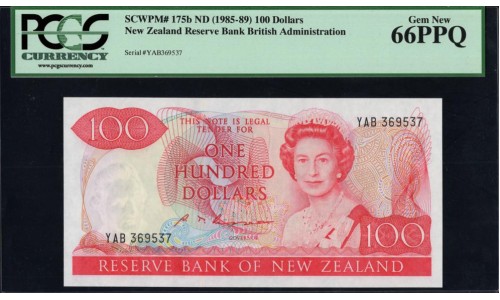 Новая Зеландия 100 долларов 1985-89 год (New Zealand 100 dollars 1985-89) P 175b: UNC 66!!!!!