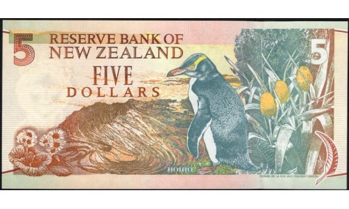 Новая Зеландия 5 долларов 1992 год (New Zealand 5 dollars 1992) P 177a: UNC