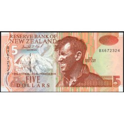Новая Зеландия 5 долларов 1992 год, есть две маленькие дырочки (New Zealand 100 dollars 1992, a couple small holes) P 177a: UNC