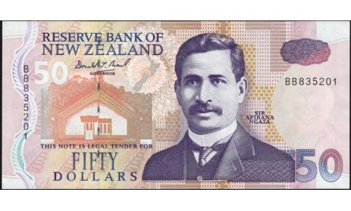 Новая Зеландия 50 долларов 1992 год (New Zealand 50 dollars 1992) P 180a: UNC