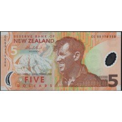 Новая Зеландия 5 долларов 2005 год, полимер пластик, Серия СС (New Zealand 5 dollars 2005, Polymer plastic) P 185b: UNC