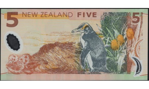 Новая Зеландия 5 долларов 2005 год, полимер пластик, Серия СС (New Zealand 5 dollars 2005, Polymer plastic) P 185b: UNC