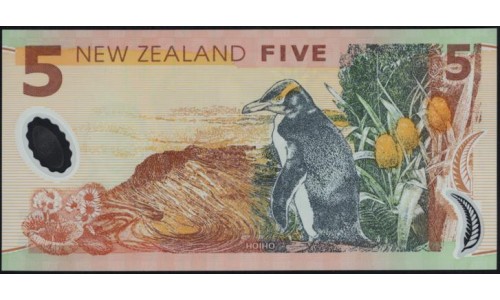 Новая Зеландия 5 долларов 2014 год, полимер пластик, Серия AL (New Zealand 5 dollars 2014, Polymer plastic) P 185c : UNC