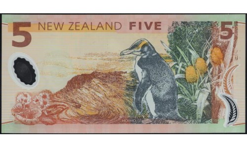 Новая Зеландия 5 долларов 2014 год, полимер пластик, Серия AM (New Zealand 5 dollars 2014, Polymer plastic) P 185c: UNC