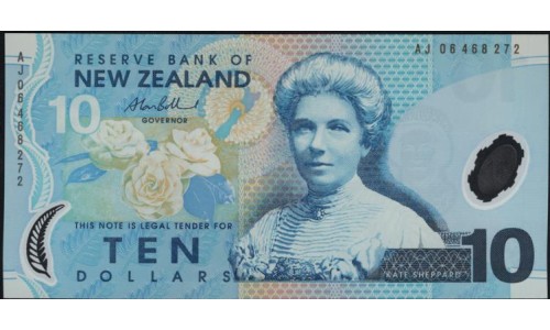 Новая Зеландия 10 долларов 2006 год, полимер пластик (New Zealand 10 dollars 2006, Polymer plastic) P 186b : UNC