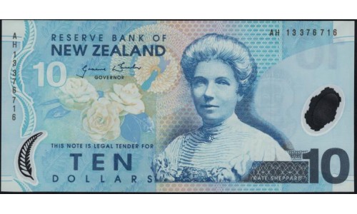 Новая Зеландия 10 долларов 2013 год, полимер пластик (New Zealand 10 dollars 2013, Polymer plastic) P 186c: UNC
