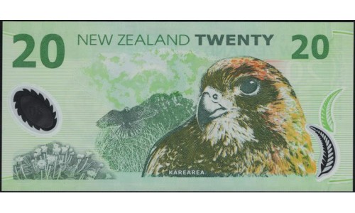 Новая Зеландия 20 долларов 2006 год, полимер пластик (New Zealand 20 dollars 2006, Polymer plastic) P 187b: UNC