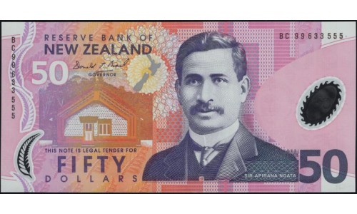 Новая Зеландия 50 долларов 1999 год, полимер пластик, серия BC (New Zealand 50 dollars 1999, Polymer plastic) P 188a : UNC