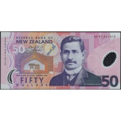 Новая Зеландия 50 долларов 2007 год, полимер пластик, cерия AH (New Zealand 50 dollars 2007, Polymer plastic) P 188b: UNC
