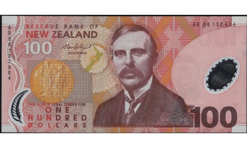 Новая Зеландия 100 долларов 2006 год, полимер пластик, серия AD (New Zealand 100 dollars 2006, Polymer plastic) P 189b : UNC