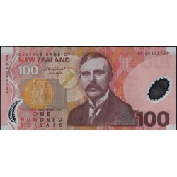Новая Зеландия 100 долларов 2008 год, полимер пластик, серия AF (New Zealand 100 dollars 2008, Polymer plastic) P 189b : UNC
