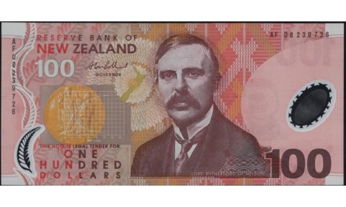 Новая Зеландия 100 долларов 2008 год, полимер пластик, серия AF (New Zealand 100 dollars 2008, Polymer plastic) P 189b : UNC