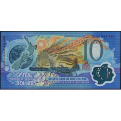 Новая Зеландия 10 долларов 2000 год МИЛЕНИМУМ, полимер пластик, красная серия (New Zealand 10 dollars 2000, Polymer plastic, red serial) P 190b: UNC